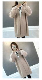 Winter lantern sleeve cardigan Long Sweater Women 2021 Lantern Sleeve Open Stitch Oversized Sweater Knit Coat nowadaysfashion