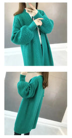 Winter lantern sleeve cardigan Long Sweater Women 2021 Lantern Sleeve Open Stitch Oversized Sweater Knit Coat nowadaysfashion