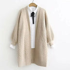 Winter lantern sleeve cardigan Long Sweater Women 2021 Lantern Sleeve Open Stitch Oversized Sweater Knit Coat nowadaysfashion
