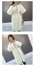 Winter lantern sleeve cardigan Long Sweater Women 2021 Lantern Sleeve Open Stitch Oversized Sweater Knit Coat nowadaysfashion