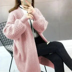 Winter lantern sleeve cardigan Long Sweater Women 2021 Lantern Sleeve Open Stitch Oversized Sweater Knit Coat nowadaysfashion