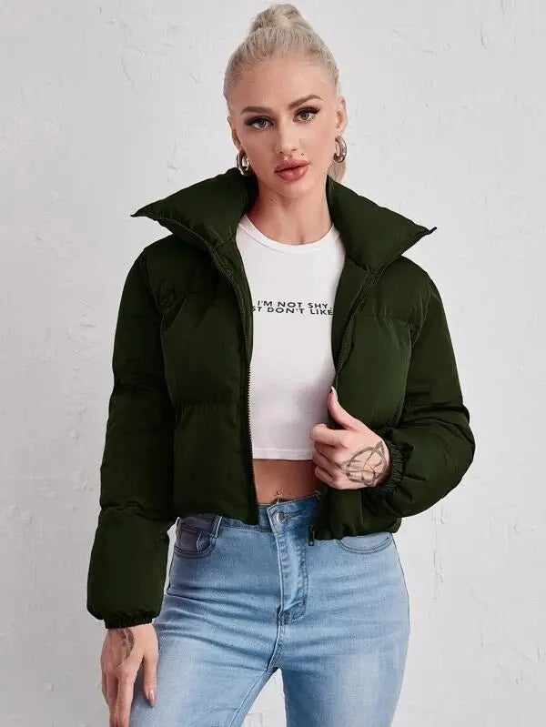 Winter long sleeve stand collar casual coat cotton jacket - Blade & Thread