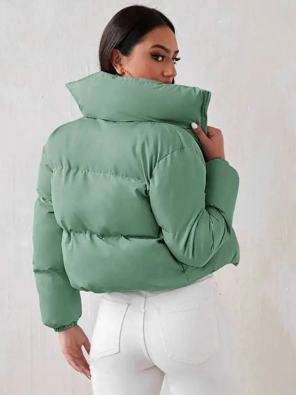 Winter long sleeve stand collar casual coat cotton jacket - Blade & Thread