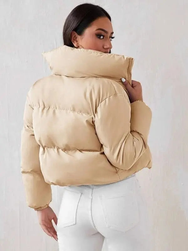 Winter long sleeve stand collar casual coat cotton jacket - Blade & Thread