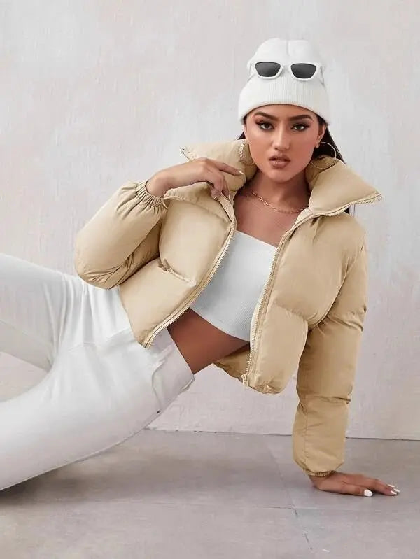 Winter long sleeve stand collar casual coat cotton jacket - Blade & Thread