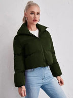 Winter long sleeve stand collar casual coat cotton jacket nowadaysfashion