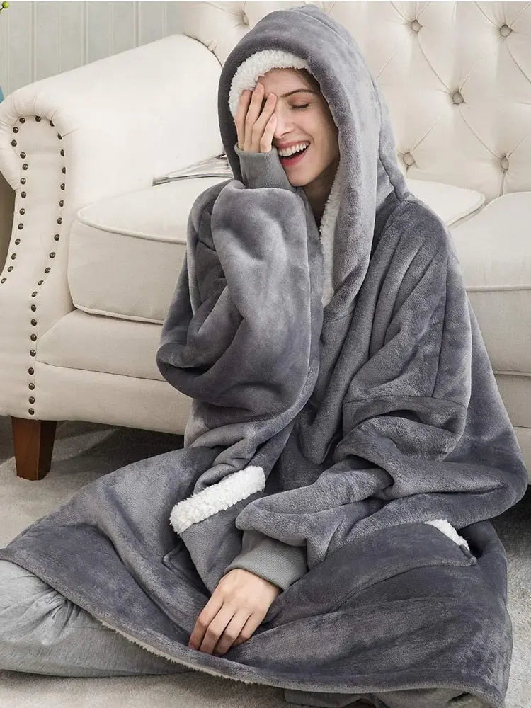 Winter Oversized Hoodies Women Giant Hoody Flannel Fleece Wearable Blanket - Blade & Thread