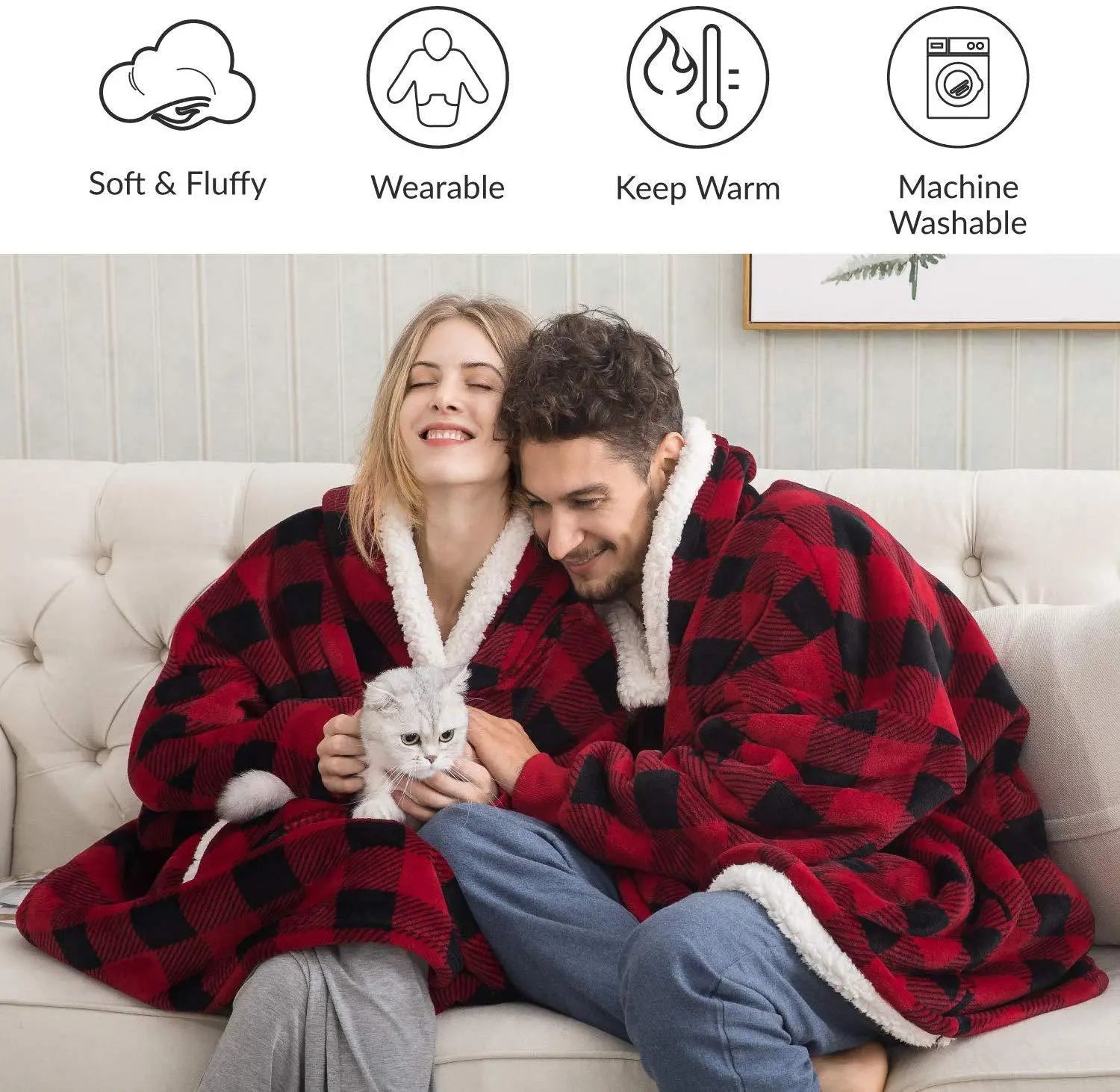 Winter Oversized Hoodies Women Giant Hoody Flannel Fleece Wearable Blanket - Blade & Thread