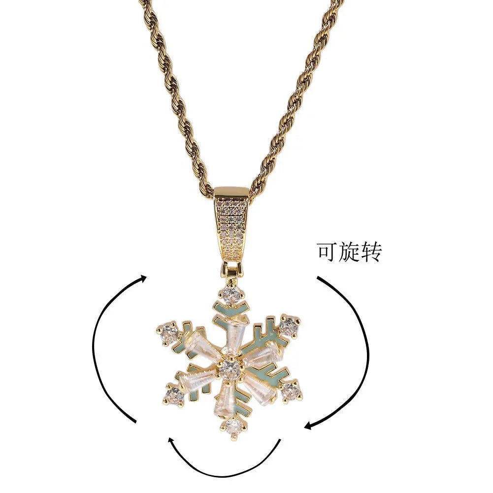 Winter rotating snowflake luminous oil drop pendant - Blade & Thread