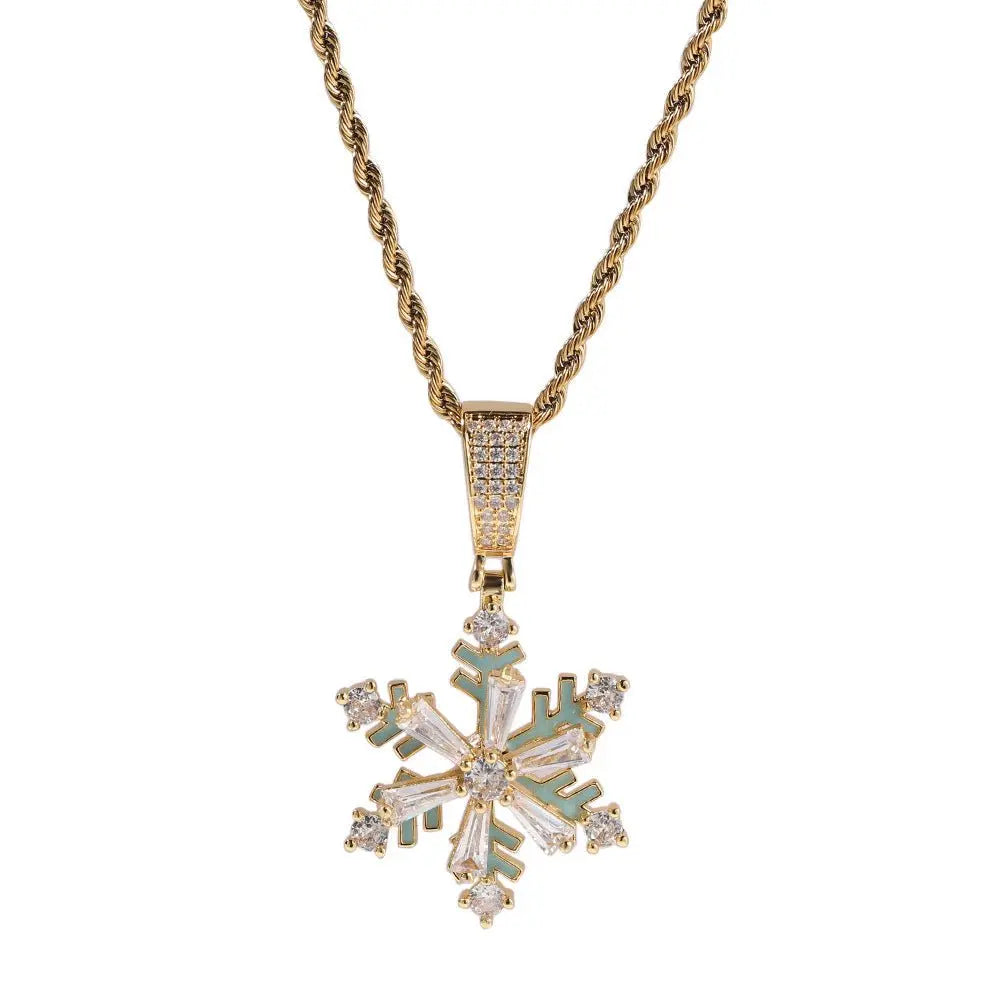 Winter rotating snowflake luminous oil drop pendant - Blade & Thread