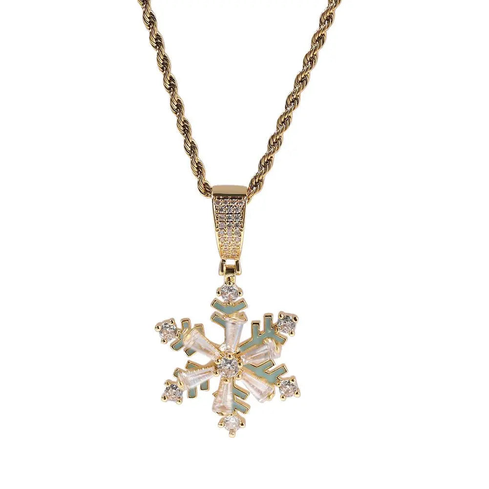 Winter rotating snowflake luminous oil drop pendant - Blade & Thread