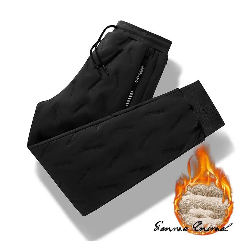 Winter Zip Pockets Thicken Fleece Sweatpants Joggers Water Proof Thermal Trousers nowadaysfashion
