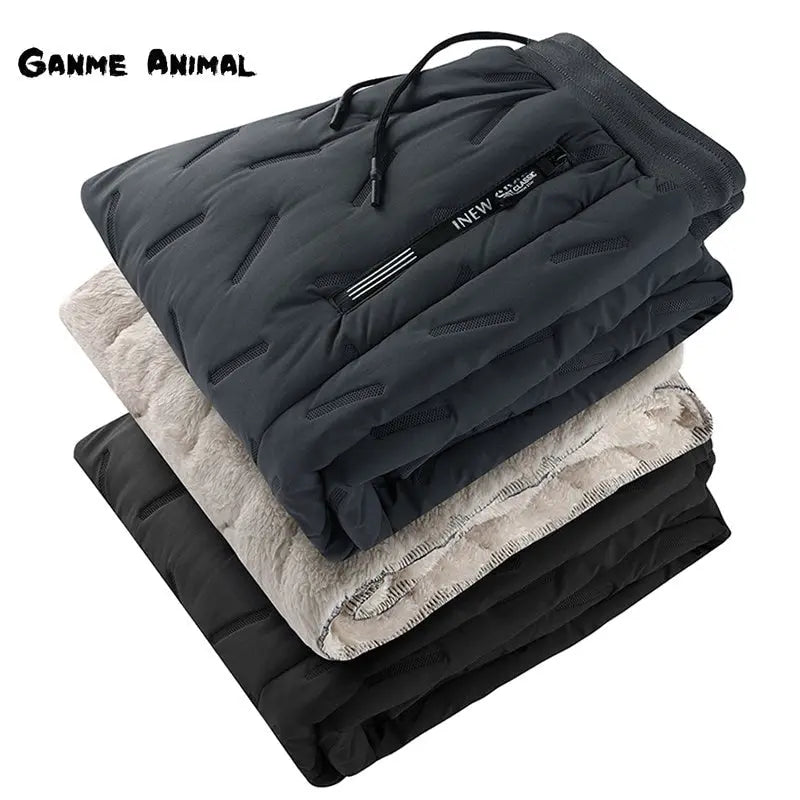Winter Zip Pockets Thicken Fleece Sweatpants Joggers Water Proof Thermal Trousers nowadaysfashion