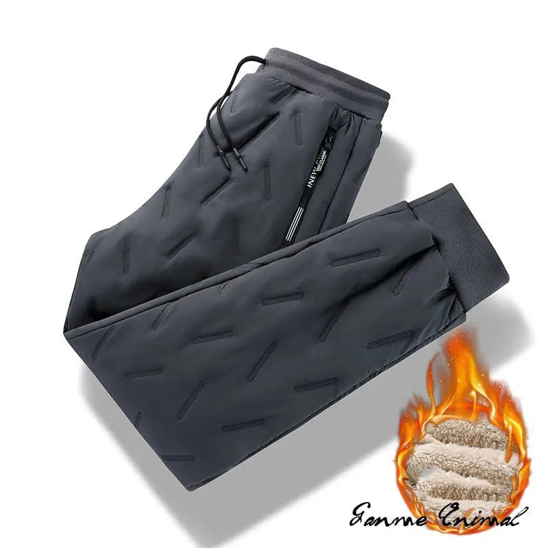 Winter Zip Pockets Thicken Fleece Sweatpants Joggers Water Proof Thermal Trousers - Blade & Thread