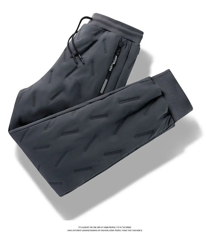 Winter Zip Pockets Thicken Fleece Sweatpants Joggers Water Proof Thermal Trousers - Blade & Thread