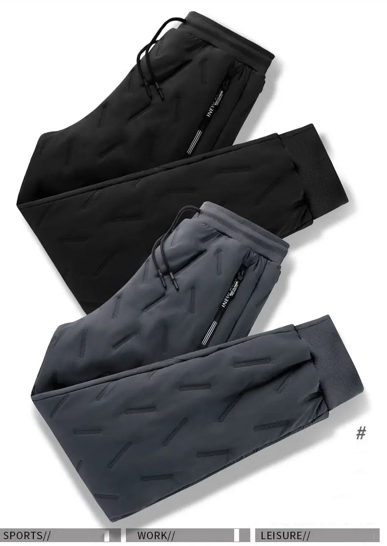 Winter Zip Pockets Thicken Fleece Sweatpants Joggers Water Proof Thermal Trousers nowadaysfashion