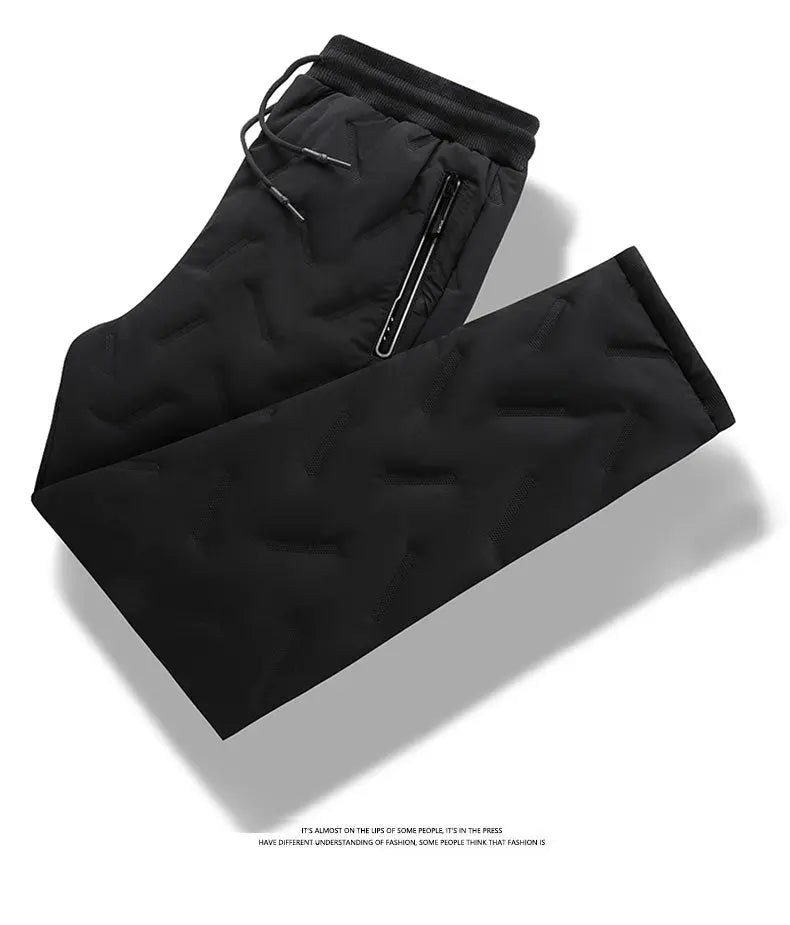 Winter Zip Pockets Thicken Fleece Sweatpants Joggers Water Proof Thermal Trousers - Blade & Thread
