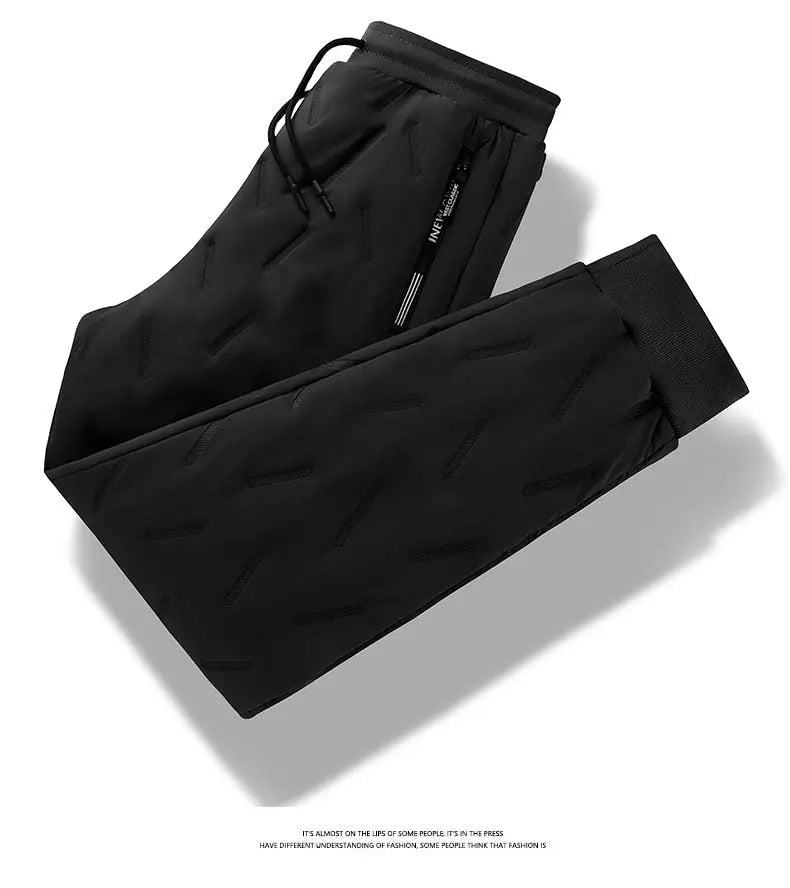 Winter Zip Pockets Thicken Fleece Sweatpants Joggers Water Proof Thermal Trousers nowadaysfashion