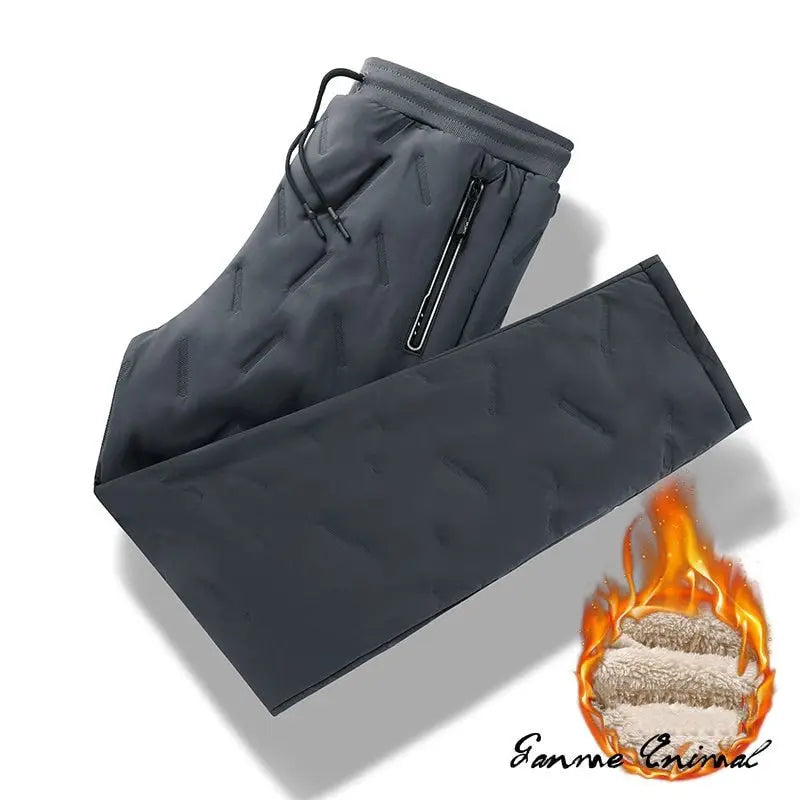Winter Zip Pockets Thicken Fleece Sweatpants Joggers Water Proof Thermal Trousers - Blade & Thread