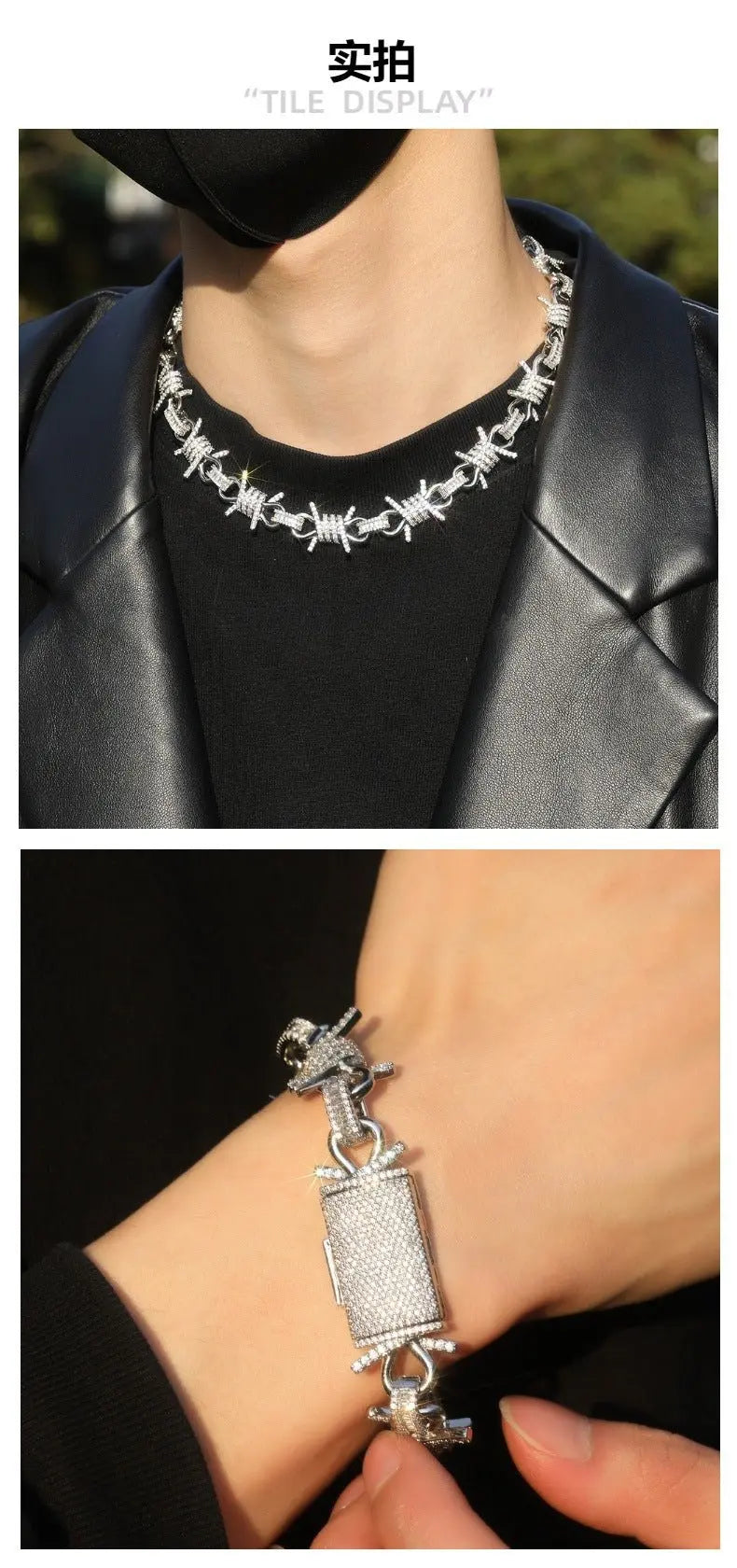 Wire chain diamond thorn necklace bracelet nowadaysfashion