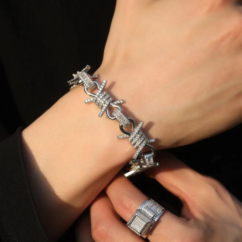Wire chain diamond thorn necklace bracelet nowadaysfashion