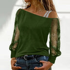 Woman Tshirts Long Sleeve Solid Colour Sexy Off Shoulder Tops Casual Streetwear T-shirt nowadaysfashion