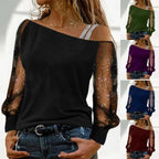 Woman Tshirts Long Sleeve Solid Colour Sexy Off Shoulder Tops Casual Streetwear T-shirt nowadaysfashion