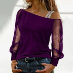 Woman Tshirts Long Sleeve Solid Colour Sexy Off Shoulder Tops Casual Streetwear T-shirt nowadaysfashion