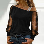 Woman Tshirts Long Sleeve Solid Colour Sexy Off Shoulder Tops Casual Streetwear T-shirt nowadaysfashion