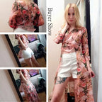 Women Casual Two Piece Set Long Sleeve V Neck Asymmetrical Chiffon Shirt nowadaysfashion