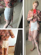Women Casual Two Piece Set Long Sleeve V Neck Asymmetrical Chiffon Shirt nowadaysfashion