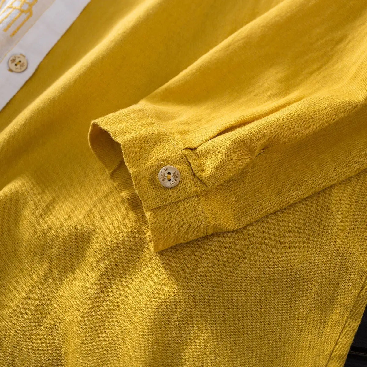 Women Cotton Linen Embroidery Blouse Long Sleeve Patchwork Color Top - Blade & Thread