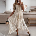 Women Dress Beach Style Elegant White Lace Spaghetti Srap Sundress Female Hollow Out Boho nowadaysfashion