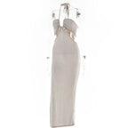 Women Halter Cut Out Backless Corset Midi Dress High Waist Split Slim Grunge Vestidos 2022 Summer nowadaysfashion