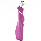 Women Halter Cut Out Backless Corset Midi Dress High Waist Split Slim Grunge Vestidos 2022 Summer nowadaysfashion