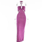 Women Halter Cut Out Backless Corset Midi Dress High Waist Split Slim Grunge Vestidos 2022 Summer nowadaysfashion