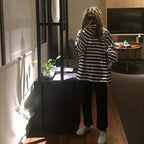 Women harajuku Striped Tshirt Long Sleeve O-Neck T-Shirts Casual oversized T Shirt nowadaysfashion