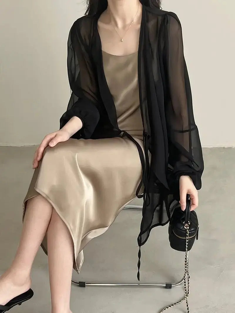 Women High Street Casual Lacing Button Cardigan Elegant All-match Top - Blade & Thread