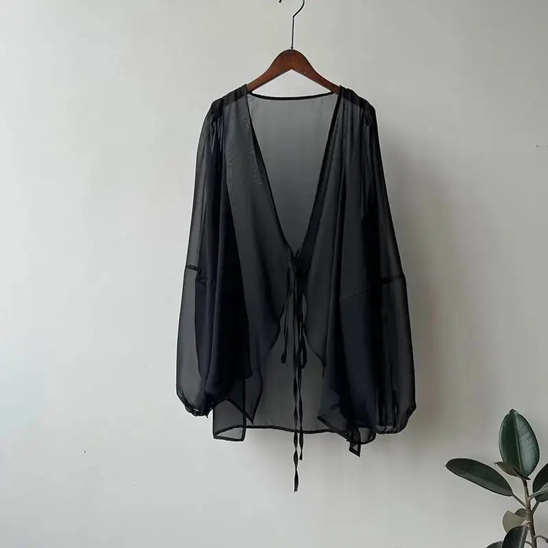 Women High Street Casual Lacing Button Cardigan Elegant All-match Top - Blade & Thread