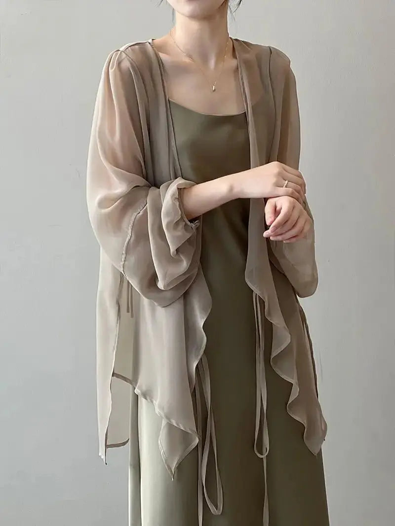Women High Street Casual Lacing Button Cardigan Elegant All-match Top - Blade & Thread