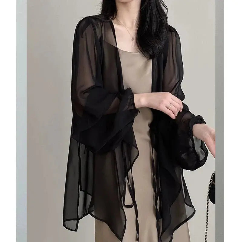 Women High Street Casual Lacing Button Cardigan Elegant All-match Top - Blade & Thread