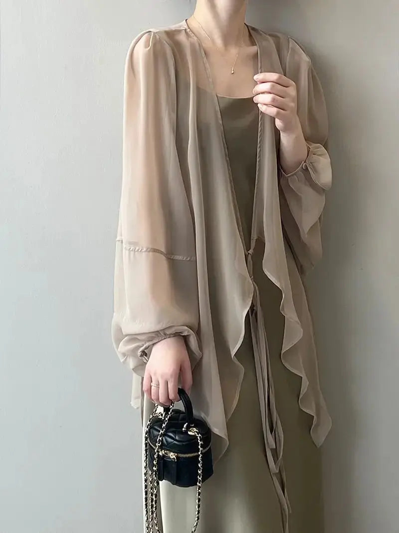 Women High Street Casual Lacing Button Cardigan Elegant All-match Top - Blade & Thread