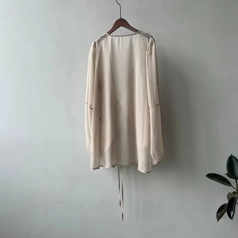 Women High Street Casual Lacing Button Cardigan Elegant All-match Top - Blade & Thread