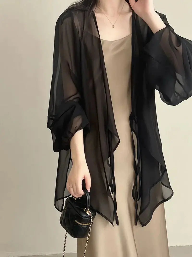 Women High Street Casual Lacing Button Cardigan Elegant All-match Top - Blade & Thread