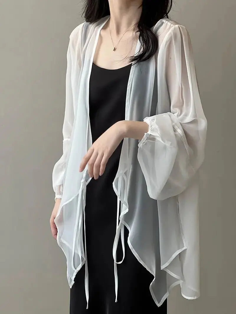 Women High Street Casual Lacing Button Cardigan Elegant All-match Top - Blade & Thread