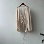 Women High Street Casual Lacing Button Cardigan Elegant All-match Top nowadaysfashion