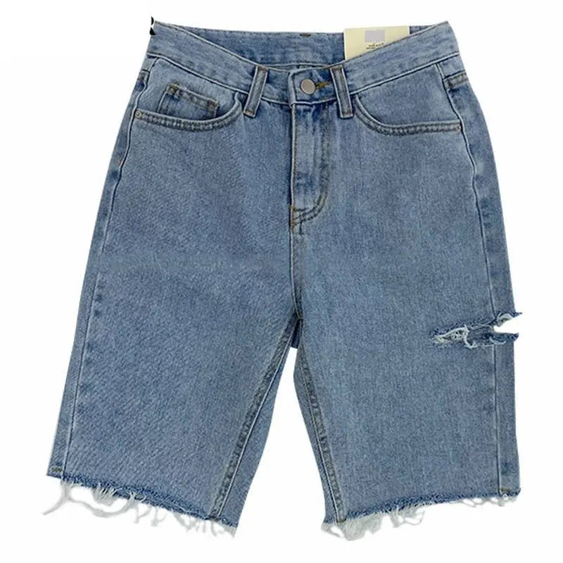 Women High Waist Riped Button Up Female Denim Shorts Jeans - Blade & Thread