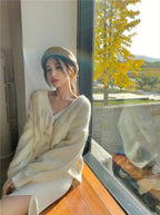 Women Hollow Sweater Cardigan Outerwear V Neck Button Knitted Tops Jackets nowadaysfashion