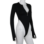 Women Jumpsuits Fashion Solid Zipper Long Sleeve Sheath Skinny Rompers nowadaysfashion