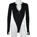 Women Jumpsuits Fashion Solid Zipper Long Sleeve Sheath Skinny Rompers nowadaysfashion